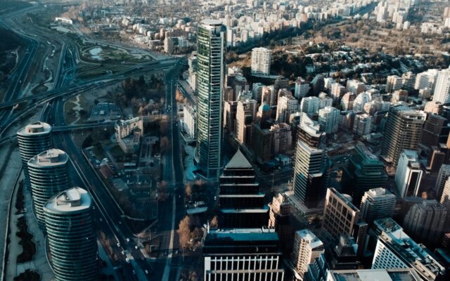 aerial photo of city buildings]